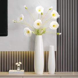 TDIAVH Ceramic White Floor Vase 24 Inches Tall Flower Holder Decorative Large Vases for Table Centerpieces Shelf Home Decor Living Room Branches Sky-Dried Flower Arrangement Simple Decorative