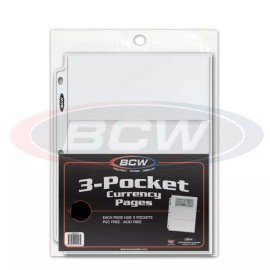 BCW 5 sheets of Collecting Sleeves Holders for binders cards 3 POCKETS