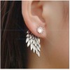 Angel Wing Earrings, Silver with Sparkle Gem Detail - Back
