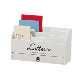 Utensilio Lemgo MDF Width 30 cm Letter Tray Organizer for Desk White