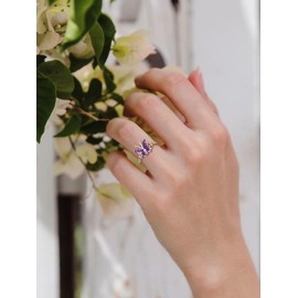 Custom4U Butterfly Ring with Marquise Birthstone for Mother, S925 Silver Birthstone Celtic Knot Rings Adjustable Statement Rings for Women