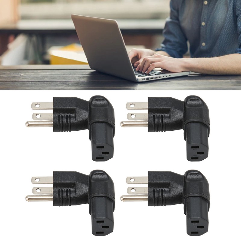 4pcs for NEMA 5‑15P to IEC320 C13 Converter 90 Degree
