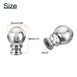 PATIKIL 1.5" Tall Aluminum Lamp Finials Cap Knob, 2Pcs Lamp Screw Holder Tapped 1/4-27 for Table and Floor Lamp Shade Decorations, Chrome