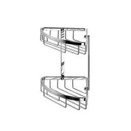 Croydex Slimline Aluminium Two Tier Corner Basket Shower Caddy, Lifetime Rust Free Guarantee, Silver