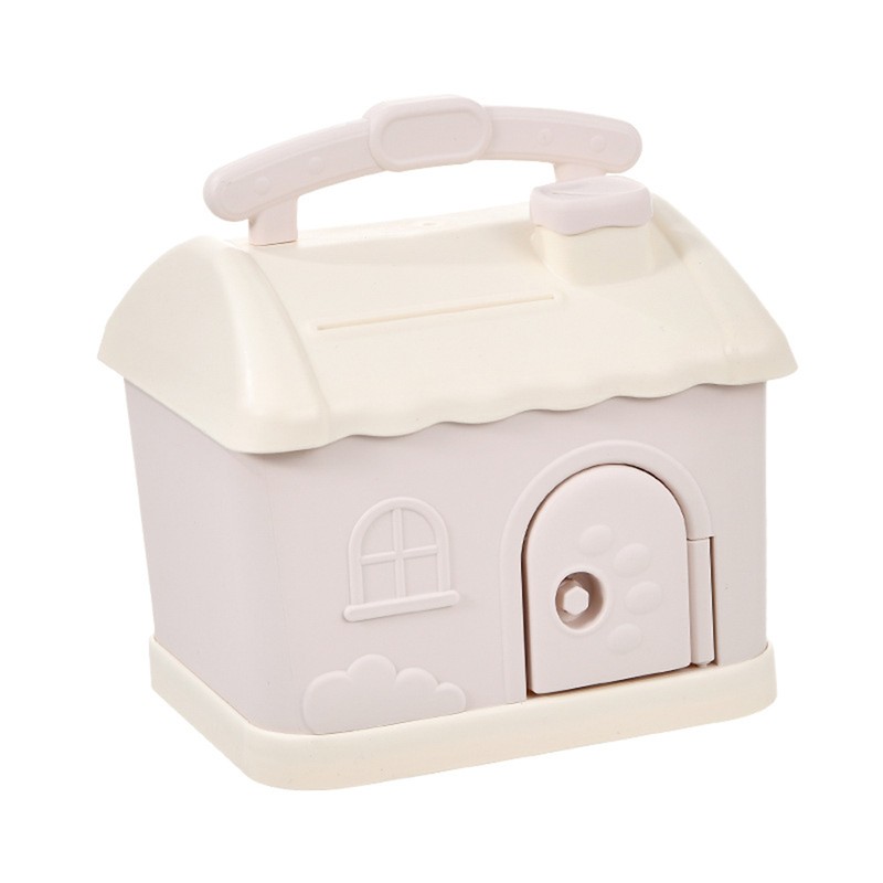 Cartoon House Piggy Bank with 3D Sticker DIY Storage Money