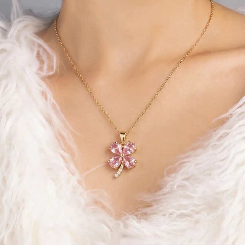 Forever 21 - Collar Plata 925 Oro 14k Trébol Cuatro