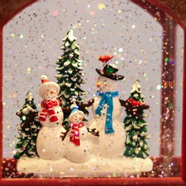 Wondise Lighted Christmas Snow Globes Musical Lantern with Timer, Battery Operated and USB Powered Spinning Water and Swirling Glitter Globe for Christmas Thanksgiving Holiday Decoration