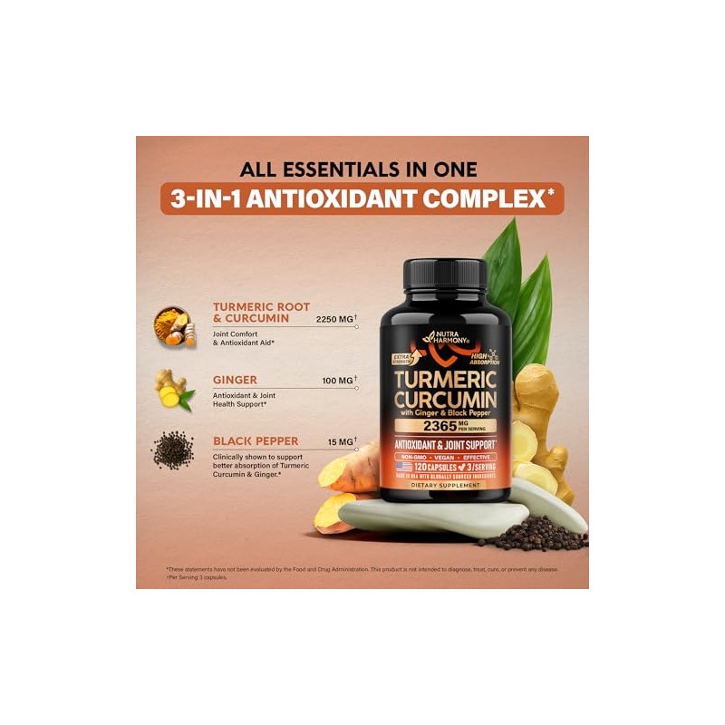 Turmeric Curcumin Supplement 2365 mg - Turmeric with Ginger &