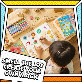 HORIECHALY HORIECHALY Smelly Stickers for Kids, Scratch & Sniff Scented Stickers 16 Unique Scents 80 Sheets 1210 Pieces 153 Creative Designs Including Fruits, Foods, Flowers. Spark Joy & Learning in Your Child