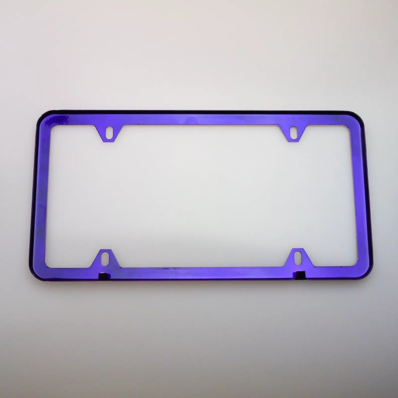 MotorVehicleParts 4Hole Slim Powder Coated Candy Purple Stainless Steel License