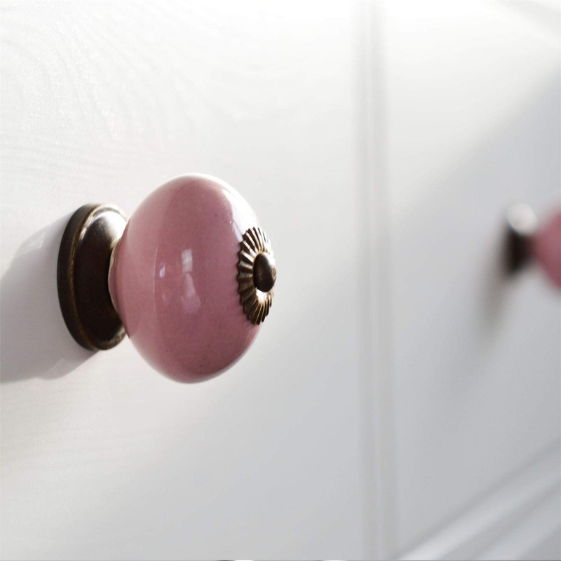 Nicola Spring Round Ceramic Cabinet Knobs - Pink - Pack