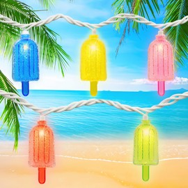 Summer Popsicle Ice Cream LED String Lights, 8.5 FT Decorative Indoor Hanging String Lights with 10 Colorful Ice Sucker Lights, Plug in LED Fairy Light String for Beach Party Birthday Summer Decor