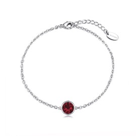 Philip Jones January (Garnet) Birthstone Anklet Created with Zircondia® Crystals