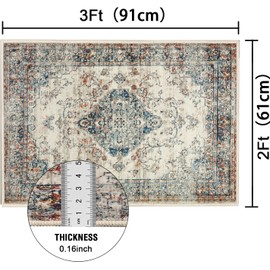 Smarcute Rug 61x91cm Door Mat Distressed Vintage Cezanne Terracotta Small Floor Mat Washable Non-Slip Carpet for Entryway Bathroom Doormat Bedroom with Low Pile for Farmhouse Decor - Heirloom Floral