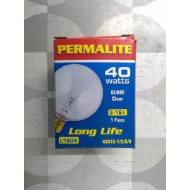 Permalite 40G16-1/2/C/3 L1604 40W G16-1/2 Globe Bulb **Free Shipping**