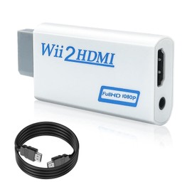 Yingtop Wii to HDMI Adapter, Wii to HDMI Full HD 1080P Converter, Supports All Wii Display Modes, 3.5mm Audio (White)