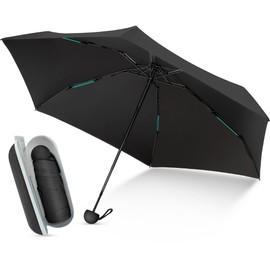 ZOMAKE Mini Compact Umbrella - Travel Umbrella Windproof Strong with Reinforced 6 Ribs,UV Folding Umbrella For Sun Protection,Lightweight Pocket Umbrella With Capsule Case For Men Women Girls(Black)