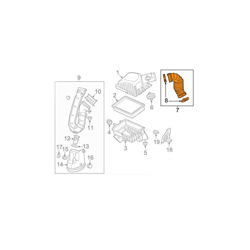 Manguera del conducto de entrada de aire, 1.6 L, 1.8L,