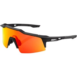 100% Speedcraft SL Sport Performance Sunglasses - Sport and Cycling Eyewear - Soft Tact Black - HiPER Red Multilayer Mirror Lens