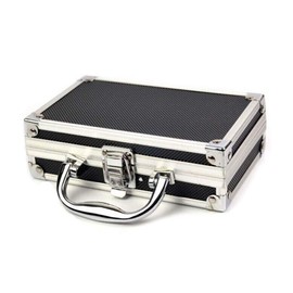 JoyFan Mini Aluminium Flight Case for Measuring Devices, Robust Carry Case, Tool Storage, Cube Foam Plates, Foam Padding, Lockable (Black, 180 x 110 x 55 mm)