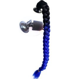 3T-SISTER Suction Cup Ponytail Motorcycle Helmet Pigtails Curly Braids Hair Synthetic Fibre Pony Tails Ombre Color 22Inch (Helmet not Included)