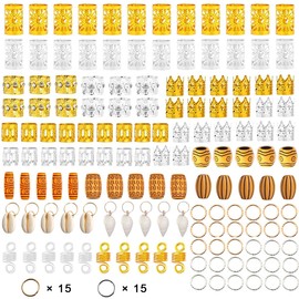 175 Pcs Hair Jewelry for Locs Dreadlock Metal Hair Cuffs Hair Rings Imitation Wood-Like Hair Tube Beads Decorations Pendants Shell Hair Coils Hair Tube Beads Hair Clips Braid Accessories