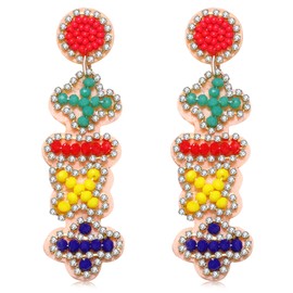 Teacher Earrings Acrylic Beaded Colorful Math TEACHER Apple Books Drop Dangle Earrings Hypoallergenic Mathematics Symbol Earrings for Teacher Appreciation Back to School Gifts (Beaded Math Symbol)