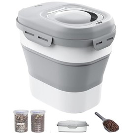 30-35 Lbs Dog Food Storage Container Collapsible Dog Food Container with Airtight Lids, Wheels, Scoop and 2pcs Food Storage Containers, Large Pet food storage for Dog, Cat