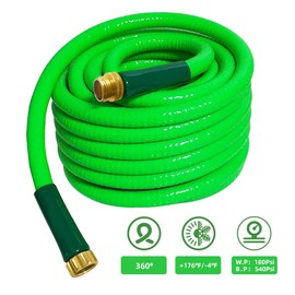 Boersite Garden Hose 50 ft Heavy Duty Water Hose 5/8,180 PSI Kink Resistant,Heavy Duty, Lightweight, Flexible Hose for Plants,Lawn & Garden Watering Equipment, 3/4 Solid Fittings (50ft)