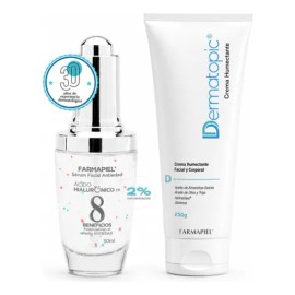 Kit Hidratación Farmapiel: Serum Facial Antiedad 8 Ácidos Hialurónico 30g + Crema Humectante Facial Y Corporal 250g