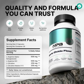Nature's Pure Blend Nitric Oxide Supplements for Men – L-Arginine L-Citrulline – Heart Support & Flow Circulation Booster – 1500MG L Arginine and L Citrulline, Preworkout, Bodybuilding