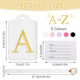 Initial Luggage Tags for Suitcases, Cute Embroidered Letter Luggage Bag Suitcase Identifier Name Baggage Tag, PU Leather Travel Luggage Tags, Bag Tags for Men Women Kids Luggage Handbags(White A)