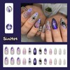 SINHOT Almond Press on Nails Medium Fake Nails Glossy Glue
