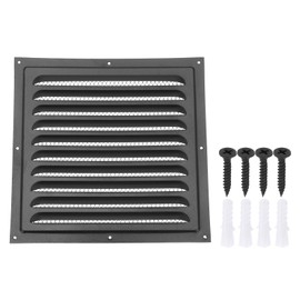 PATIKIL 10"x10" Stainless Steel Gable Vent, Exterior Wall Outlet Vent Cover HVAC Air Grille Louvered Screen Mesh for Kitchen Bathroom Ventilation, Black