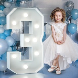 Gigantic Luminous Numbers Decoration Birthday, Wedding Anniversary, 3rd Birthday Party, Luminous Numbers LED, Wedding Decoration, Birthday Engagement Decoration, Party Accessories, Number 3