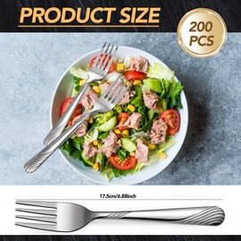 Bokon 200 Pieces Dinner Forks Bulk Set 6.9 Inches Stainless Steel Forks Silverware Durable Table Forks Set for Home Restaurant Kitchen Dishwasher Safe