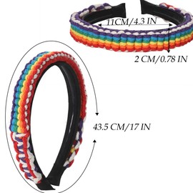 Coridy Handmade Rainbow Headbands Thin Boho Head Bands Knit Hairbands with Colorful Hair Ties African Hair Hands for Women (unique)