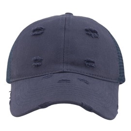 AOSMI Comfy Soft Distressed Vintage Washed Trucker Baseball Hat Adjustable Plain Blank Mesh Snapback Summer Sports Ball Cap Women Men Distresssed Navy
