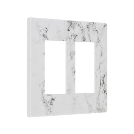 White Gray Black Marble 2 Gang Double GFCI Decorator Rocker/decorator Light Switch Cover Decorative Outlet Wall Plate Electrical Faceplate Screwless