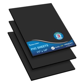 Mega Format Expanded PVC Plastic Sheets - 11" X 17" Rigid Black Sheet for Crafts, Signage, & Displays - Sintra, Celtec PVC Board - Waterproof for Outdoors Use - 1/4" 6mm Thick - 3-Pk-Black