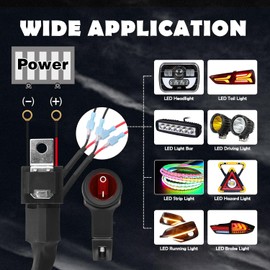 DZG Motorcycle LED Light Wiring Harness Kit 2 Leads 7/8" Handlebar Switch 12V 40A Relay 10A in-line Fuse 18AWG for Light Bar Fog Lights Driving Lights Auxiliary Work Lights