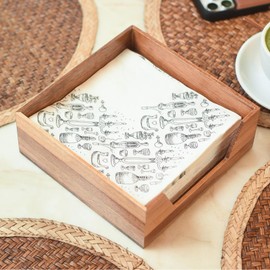 Wooden Napkin Holder for Table, Walnut, Tray, Lunch & Paper Towel Holder (Wood, 7.28 x 7.28)