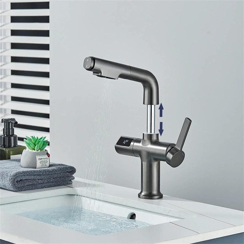 IJPDXOLBQ Pull Out Bathroom Lifting Brass Bathroom Sink Faucet with