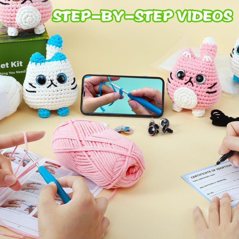 Woohobby Crochet Kit for Beginners and Adults Step-by-Step Video Tutorials