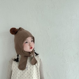 Imported Kids' Knitted Balaclava - Korean Style Striped Hat & Scarf ILF2659 Free Size / 48-53cm (Ages 2-8) Gray Stripe 3ea