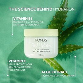 POND'S Gel hidratante facial con extracto de aloe y vitamina B3 para una piel fresca y luminosa, 3,4 oz