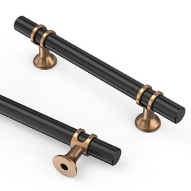 10 Pack 4 Inch(102mm) Champagne Bronze and Matte Black Kitchen Cabinet Handles, Cabinet Pulls Kitchen Cabinet Hardware Cupboard Handles Drawer Pulls