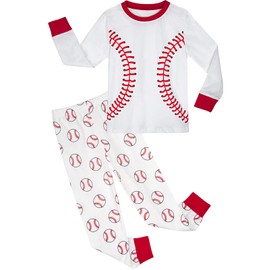A&J DESIGN Children Boys Baseball 2 Piece Pajamas Set (7, Baseball)