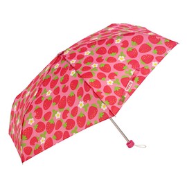 アテイン KIDS用 軽量楽々3段折畳傘 親骨50cm イチゴ柄 ピンク 5159