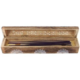 Karma Scents FR0162 Wooden Incense Box Set with a Pack of 10 Jasmine Scented Incense Sticks